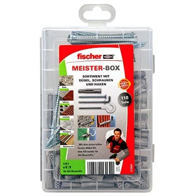 Afbeelding van fischer 513894 meister box met UX R pluggen, schroeven, ronde en winkelhaken 118 onderdelen