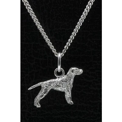 Afbeelding van Zilveren Poedelpointer met staart ketting hanger klein