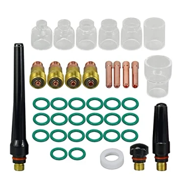 Afbeelding van RIVERWELD TIG stompe gaslens 17GL040 10N22S (1,0 mm) 17GL116 10N23S (1,6 17GL332 10N24S (2,4 17GL18 10N25S (3,2 geïsoleerde cup #4 #12 set WP 17 18 26 lastoorts 39 stuks