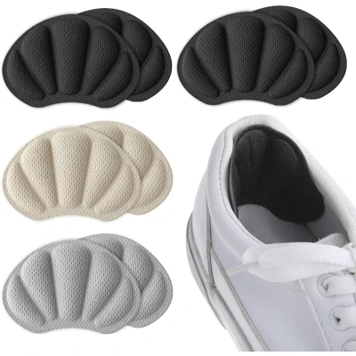 Afbeelding van Hielbeschermers 4 paar zelfklevende hielgrepen schoenpads voor te grote losse schoenen antislip vulling/ antiblaar voetverzorging/ dames en heren zwart/beige/grijs