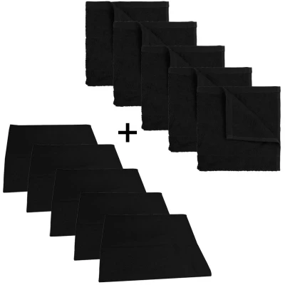 Afbeelding van The One Keuken Set 5 x Theedoek &amp; Keukendoek Zwart