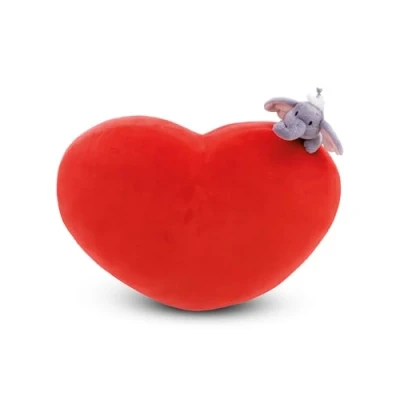 Afbeelding van NICI Kussen Love olifant hartvormig 42x27cm met knuffel 12cm rood Heerlijk zacht knuffelkussen voor jongens, meisjes, baby&#039;s; Ideaal thuis, op de kleuterschool of onderweg 61491