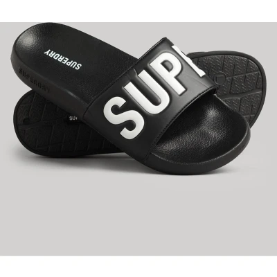 Afbeelding van Superdry CODE CORE Badslippers, Heren, Maat: 40/41, Black white Rubber/ textiel