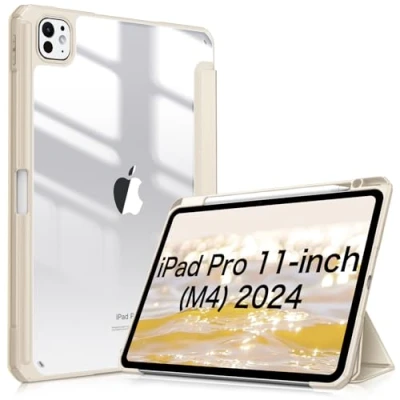 Afbeelding van FINTIE Hybride hoes compatibel met iPad Pro 11&quot; (2024) M4, [Ingebouwde potloodhouder] Schokbestendige transparante achterkant, automatisch waken/slapen, Starlight