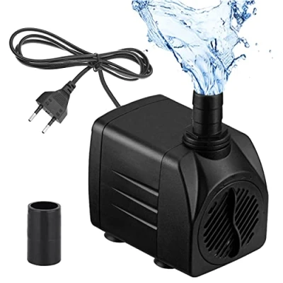Afbeelding van Mini waterpomp (600 l/h, 10 W), ultrastille aquariumpomp met hoge slag, fonteinpomp 1,5 m netsnoer, 2 sproeiers voor aquaria, vijver, fonteinen, beelden, hydrocultuur