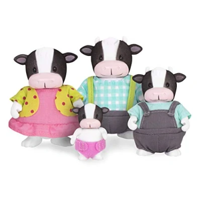 Afbeelding van Li&#039;l Woodzeez MoosicalMoo Koeienfamilie 5 delige speelgoedset met miniatuurdierenbeeldjes en verhalenboek dierenspeelgoed accessoires voor kinderen vanaf 3 jaar