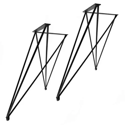 Afbeelding van 2x Natural Goods Berlin X, set van 2 hairpin legs tafelpoten, 12 mm staal, eettafel, bureau, bank, salontafel, zwart, wit (H 72 cm (eet /bureau), zwart)