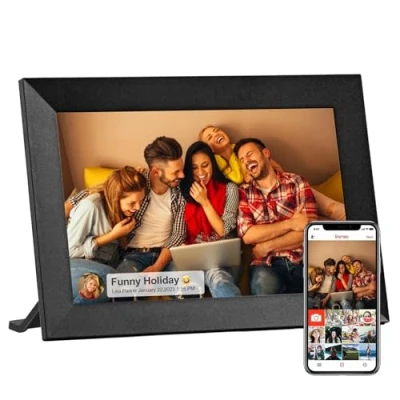 Afbeelding van HIYAA digitale fotolijst, wifi, 10,1 inch elektronische ingebouwd 32 GB geheugen, 1280 x 800 IPS LCD touchscreen, eenvoudig delen van foto&#039;s en video&#039;s via Frameo app