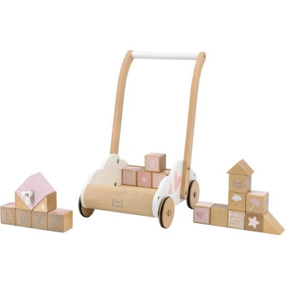 Afbeelding van Label Roze Houten Loopwagen Met Blokken LLWT 24685
