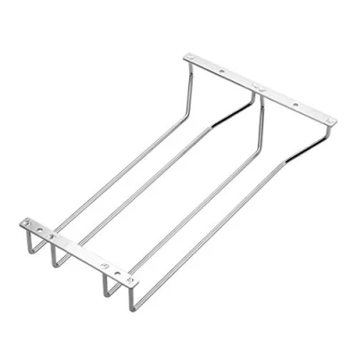 Afbeelding van Dianoo Wijnglas Rack Onder Kast Opknoping Draad Stemware Houder Met Schroeven Chrome Afwerking 35cm 2 Rijen