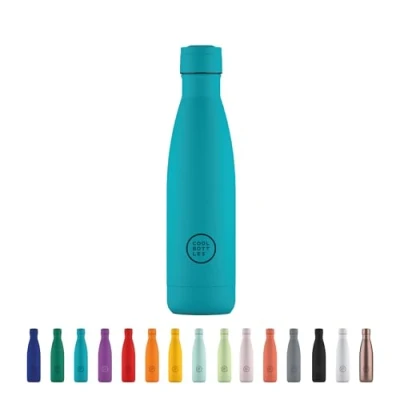 Afbeelding van Cool Bottles Stainless Steel Water Bottle 500 ml Vivid Turquoise 26,5 x 7 cm Luchtdichte Thermosfles Koude dranken 36 uur en warme 18 Triple Technologie BPA Vrij