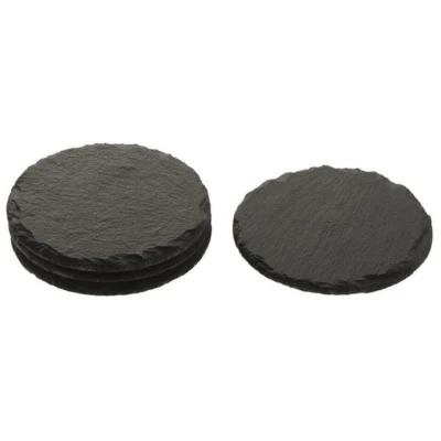 Afbeelding van Glazenonderzetters 4 stuks leisteen rond 10 cm