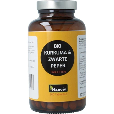 Afbeelding van Hanoju Kurkumapoeder + piperine 500mg bio 300tb