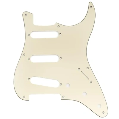 Afbeelding van Musiclily Pro gaats ST Slagplaat Gitaar SSS Pickguard voor 2008 2019 China Squier Classic Vibe SQ CV 50s Reissue Vintage Strat stijl Elektrische Gitaar, 3 laags Creme
