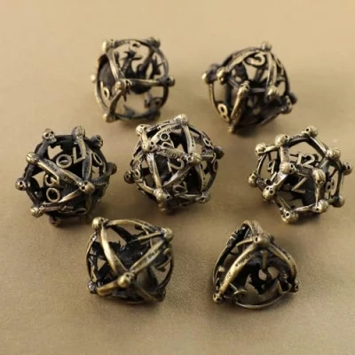 Afbeelding van Metalen DND dobbelstenen set 7 holle 3D draak polyeder D20 D12 D10 D% D8 D6 D4 voor Dungeons &amp; Dragons RPG bordspellen tafelspellen MTG games