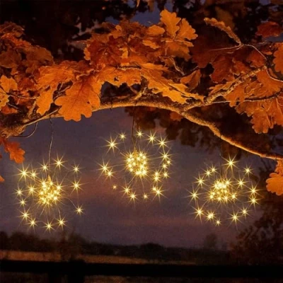 Afbeelding van garden mile Triple Starburst String Lights Zonne energie Opknoping Outdoor Tuin Verlichting LED Fairy Multi Kleur Warm Wit