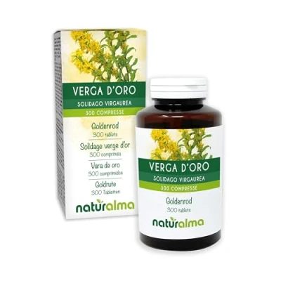 Afbeelding van Echte guldenroede (Solidago virgaurea) kruid met bloemen NATURALMA 150 g 300 tabletten Voedingssupplement Natuurlijk en Veganistisch
