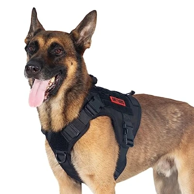 Afbeelding van OneTigris Hondentuigje FIRE Watcher Tactisch hondenvest, Molle hondentraining, service hondentuigje, 1000D nylon (L, zwart)