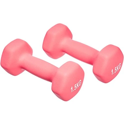 Afbeelding van Amazon Basics Halters, neopreen, 2 stuks, 3 kg (2 x 1,5 kg), roze