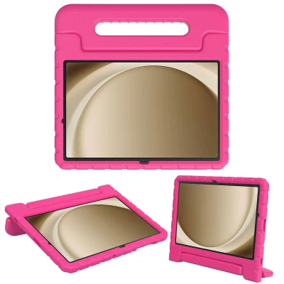 Afbeelding van Samsung Galaxy Tab A9 Plus Hoes: iMoshion Kidsproof Backcover met handvat Shockproof/Valbescherming Softcase,Backcover Roze Siliconen En TPU (