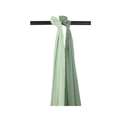 Afbeelding van Meyco Swaddle Doek Pre Washed Soft Green En Forest 2 pack