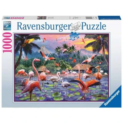 Afbeelding van Puzzel Ravensburger Roze flamingos 1000 stukjes