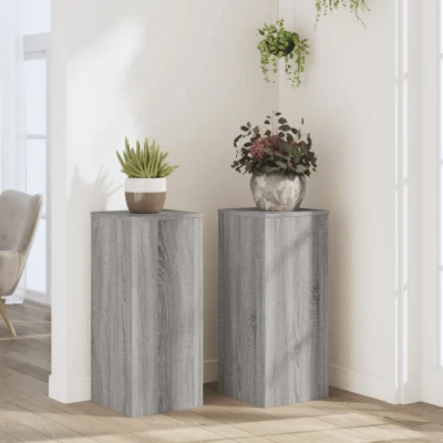 Afbeelding van vidaXL Plantenstandaards 2 st 30x30x70 cm bewerkt hout grijs sonoma
