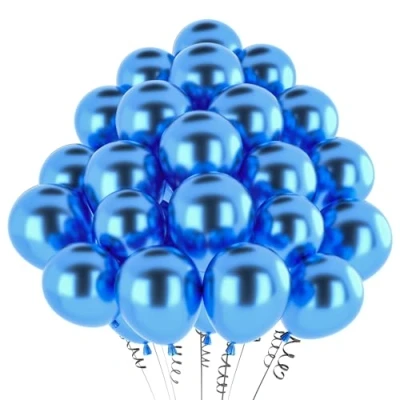 Afbeelding van hpnparty ballonnen blauw metallic, 50 stuks, 30 cm, blauwe ballonnen, heliumballonnen, latex voor verjaardagsdecoratie, babyshower, bruiloftsdecoratie, doopdecoratie, feestdecoratie