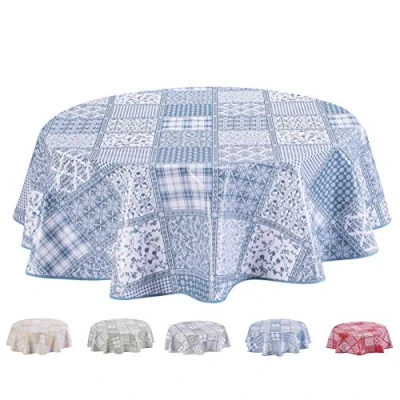 Afbeelding van Home Direct Tafelkleed van pvc, rond, 155 cm, blauw/grijs