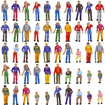 Afbeelding van Evemodel 50st Modelspoor 1:50 Geschilderde Figuren O Schaal Mensen Staand Zittend P50W