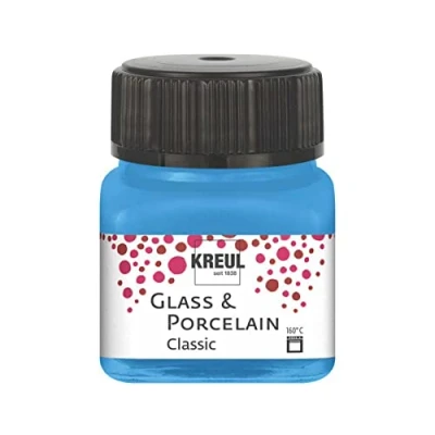Afbeelding van KREUL 16219 glas &amp; Porselein Classic lichtblauw, in potje van 20 ml, briljante en porseleinverf op waterbasis, sneldrogend, dekkend
