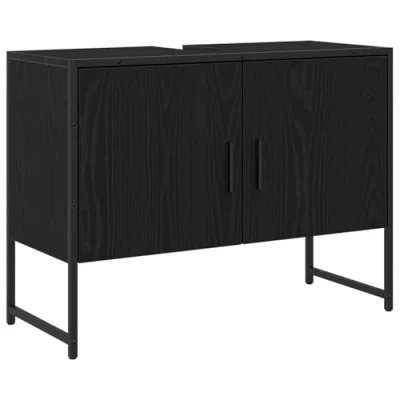 Afbeelding van vidaXL Badkamer Waskast Zwart Eiken 80x33x60 cm Engineered Hout