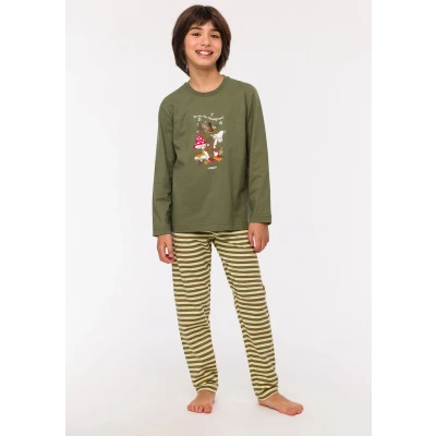Afbeelding van Woody Jongens Heren Pyjama kakigroen maat 176/16J