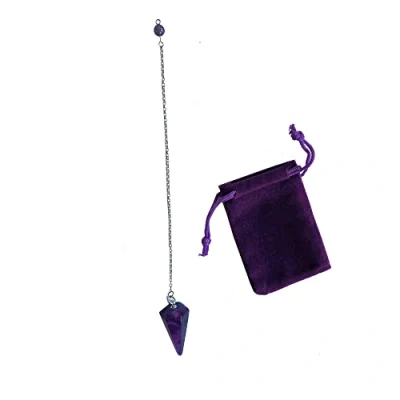 Afbeelding van Kristal Slinger Uniseks Natuursteen Amethist Zeshoekig Vintage voor Radiesthesie, Chakra, Reiki, Waarzeggerij, Meditatie, Wicca