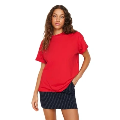 Afbeelding van Trendyol TWOSS20TS0134 Volwassenen Vrouwen T shirt single Rood S