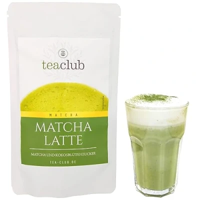 Afbeelding van Matcha LATTE MIX met 20% theepoeder en kokosbloesemsuiker 200g, Veganistisch Glutenvrij, Groene kokosbloesemsuiker, TeaClub