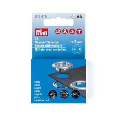 Afbeelding van Prym 542415 oogjes met schijven navulset, zilverkleurig stuk, Ø 8 mm, 32