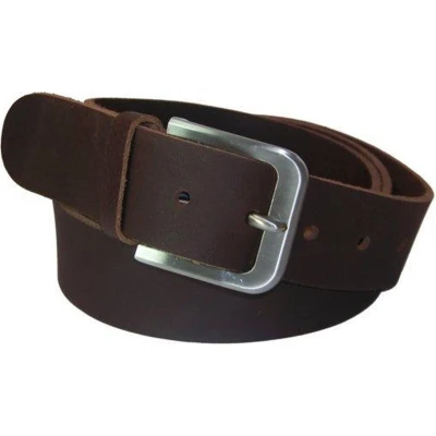 Afbeelding van Extra lange 100% Leren Riem, 4 cm. Breed, taillemaat 120 Donkerbruin