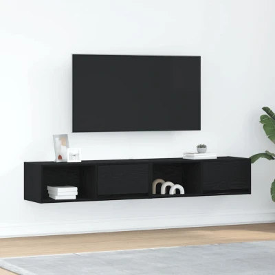 Afbeelding van vidaXL Tv kasten 2 st 80x31x25,5 cm spaanplaat zwart eikenkleurig