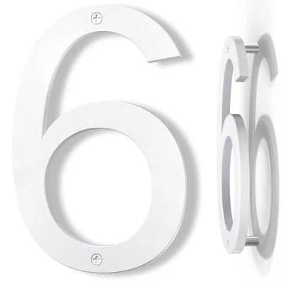 Afbeelding van Yafimea huisnummers wit modern, hoogte 20cm massief ABS plastic drijvend 3D effect anti vervaging corrosiebestendig (6)