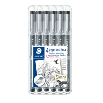 Afbeelding van pigment liner fineliner box 6 st (4 + 2)