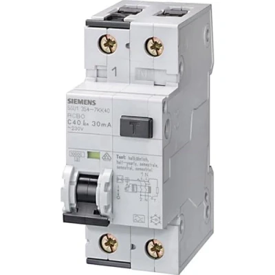 Afbeelding van Siemens aardlekautomataat rcbo 10 ka 1p n type a 30 ma c char in 6 un ac 230 v 5su1354 7kk06