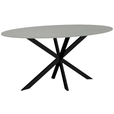 Afbeelding van Eettafel ovaal 160cm Figo marmerlook grijs ovale tafel steen