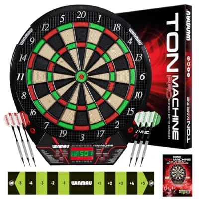 Afbeelding van Winmau Darts Ton Machine Elektronisch Dartbord Soft Tip voor Volwassenen met 90+ spellen en digitaal scorebord 8 spelers 2 sets softtip darts, werplijn plastic punten