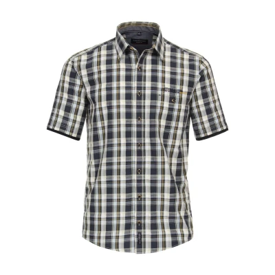 Afbeelding van Casamoda Comfort FIT Freizeit Kurzarm Overhemd, Heren, Maat: Medium, Blau