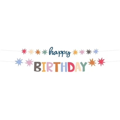 Afbeelding van Folat Letterbanner Set Happy B&#039;day Starburst 1,5 meter
