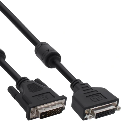 Afbeelding van InLine® DVI D kabel, 24+1 M/V, Dual Link, 2 ferrietkernen, 2m