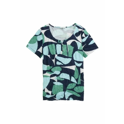 Afbeelding van TOM Tailor Crinkle MIT Muster Blouse, Dames, Maat: XS, Green dots and shapes design