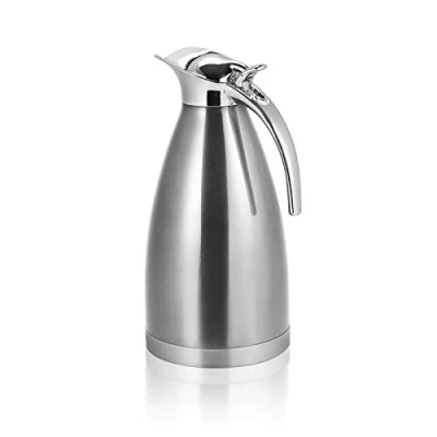 Afbeelding van Thermische Karaffen, 1.5L/2L Rvs Koffie Thee Pot Dubbelwandige Geïsoleerde Thermo Kruik Warmwaterkruik voor Warme dranken(2L Zilver)