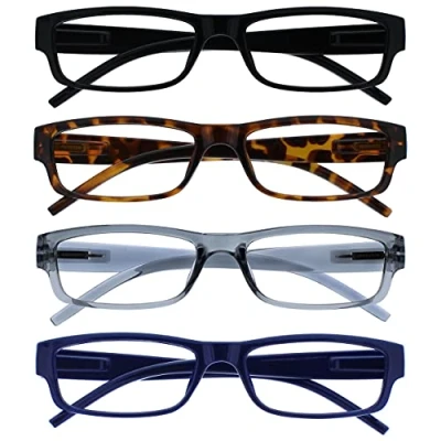 Afbeelding van Leesbril Zwart Bruin Grijs Blauw Lichtgewicht Lezers Waarde 4 Stuks Mannen Vrouwen RRRR32 1273 +3,00